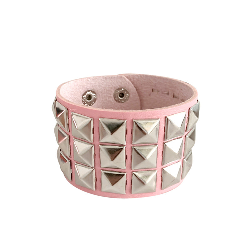 Three-row Rivet Square Bracelet