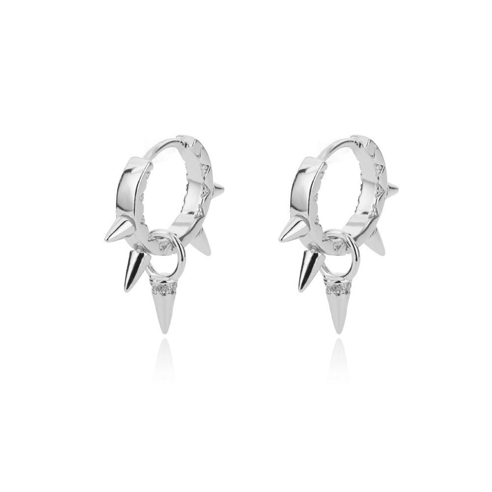 Simple Cold Style Rivet Spike Earrings