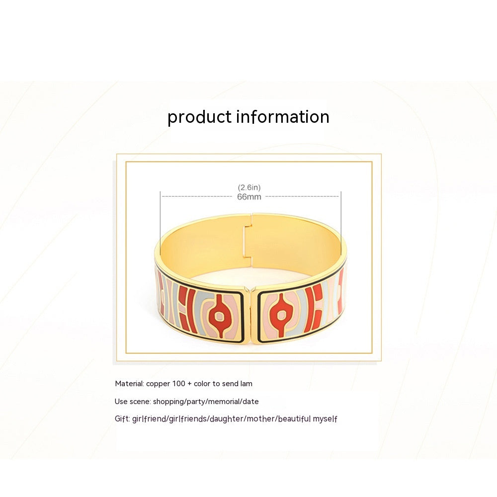 Enamel Hand Beauty Good Luck Comes 18K Real Gold Plated Bracelet