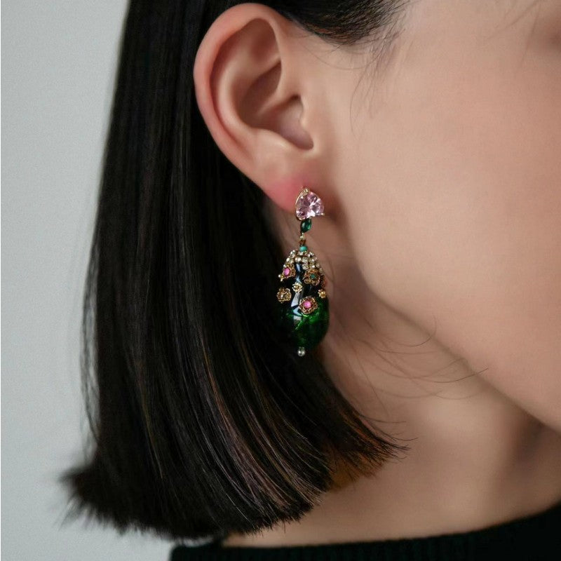 Luxury Style Hand-inlaid Zircon Earrings