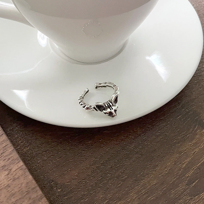 Cat Head 925 Sterling Silver Ring For Women