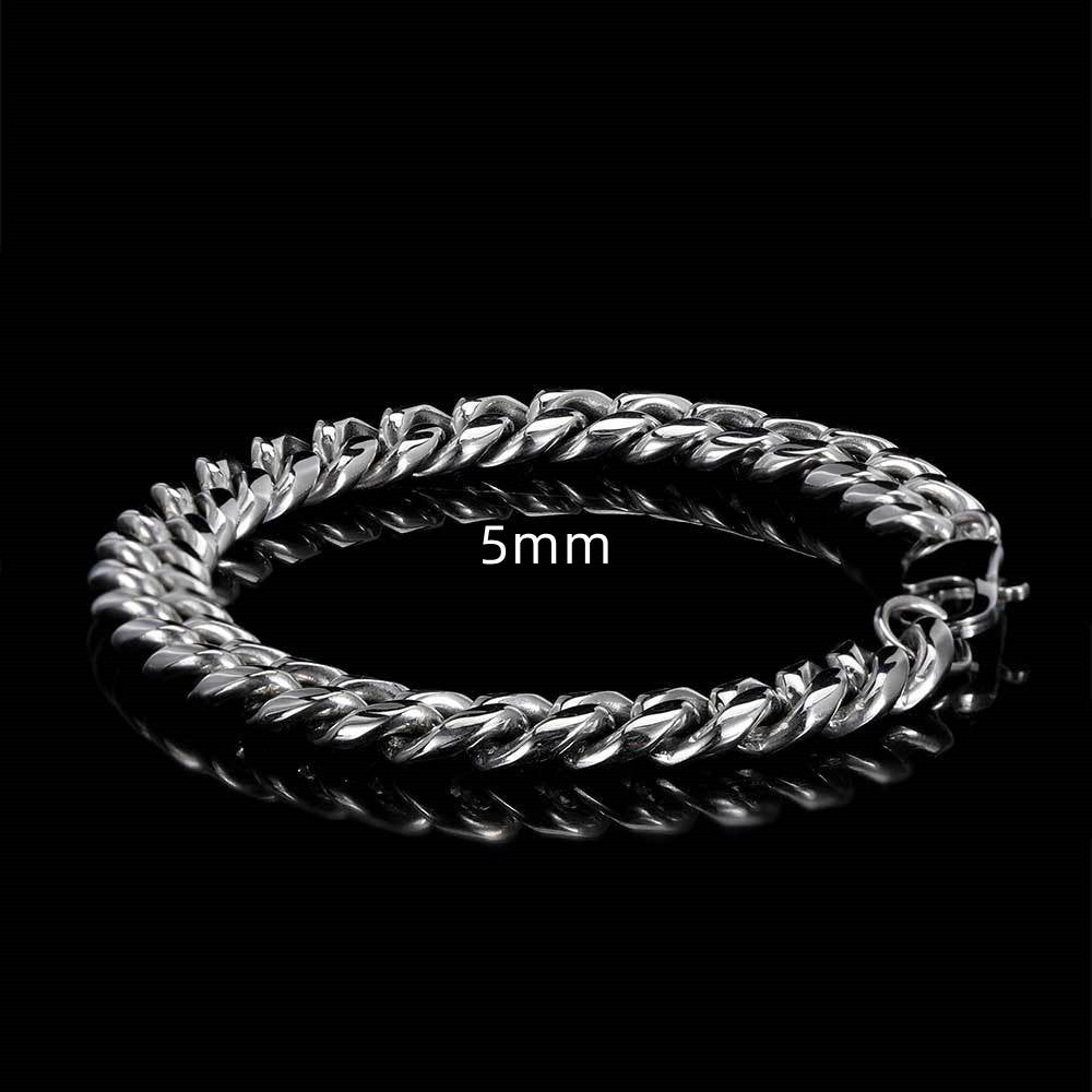 Japanese Buckle Stainless Steel Round Grinding Encrypted Cuban Bracelet