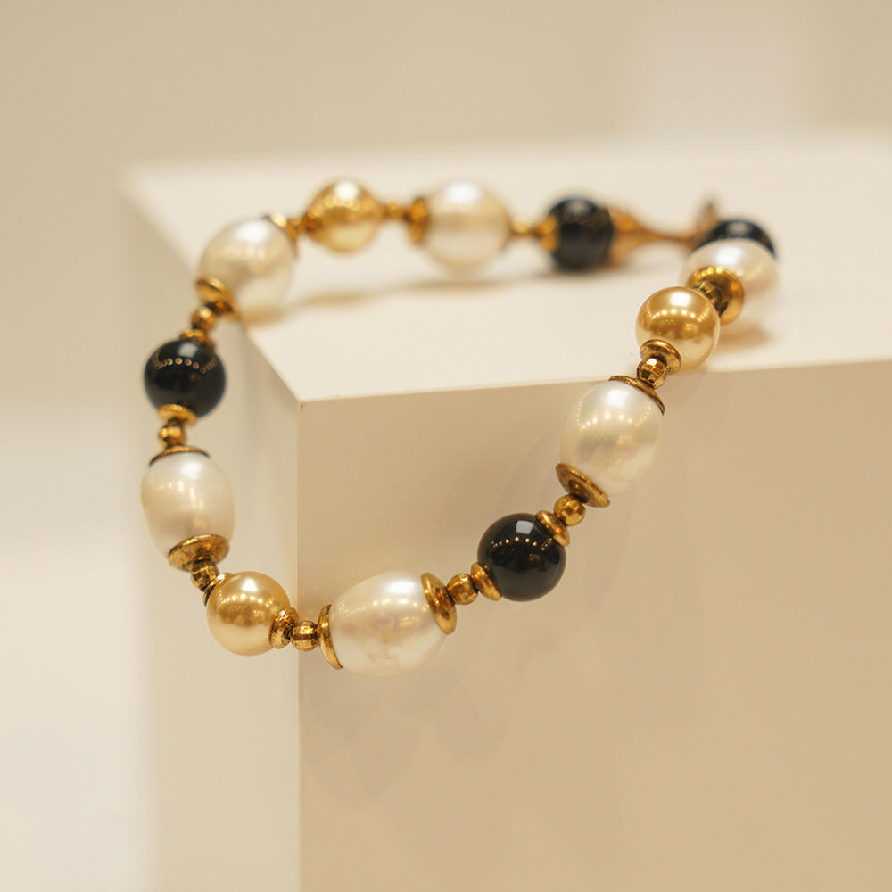 European Retro Series Natural Agate Pearl Bracelet