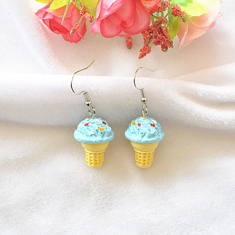 Mini Simulation Popcorn Sweet Cute Funny Three-dimensional Cone Ice Cream Simple Earrings