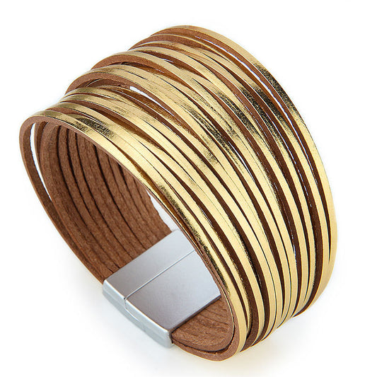 Creative Mixed Color Leather Rope Multi-layer Woven Bracelet