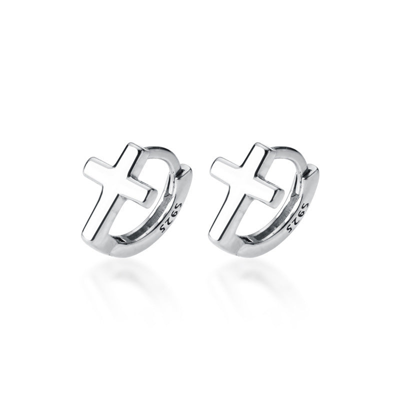 S925 Silver Korean Style Elegant Cross Ear Clip Simple