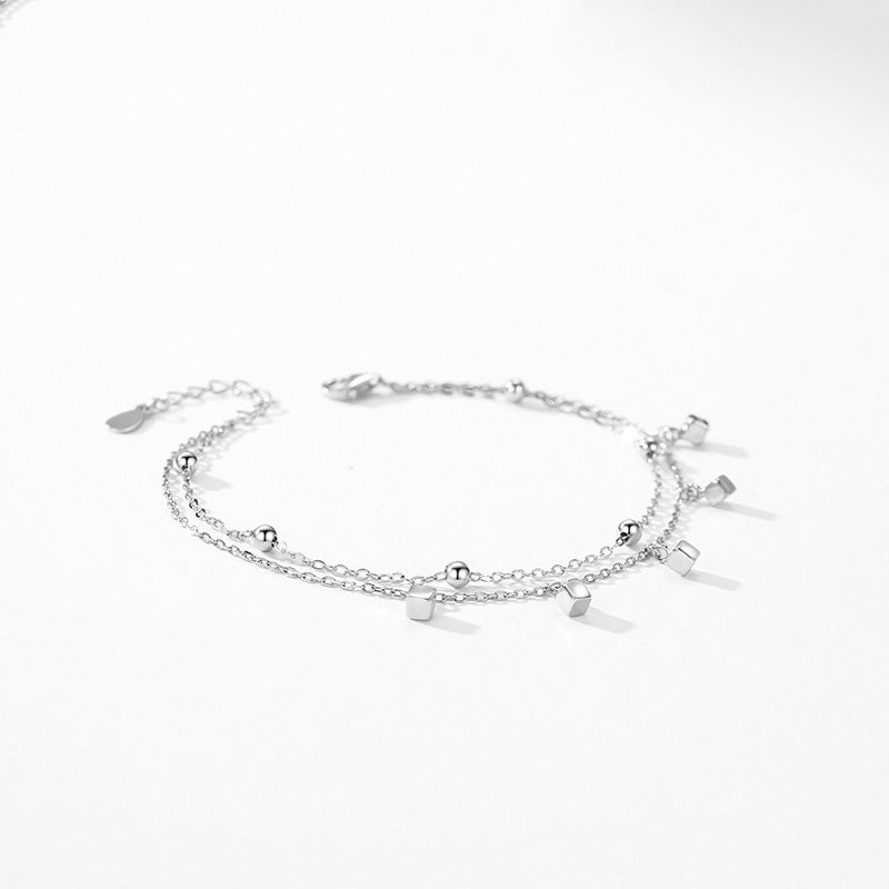 S925 Sterling Silver Double-layer Square Bracelet