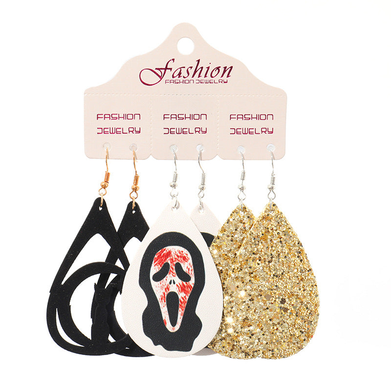 PU Leather Earrings Set Halloween Gift