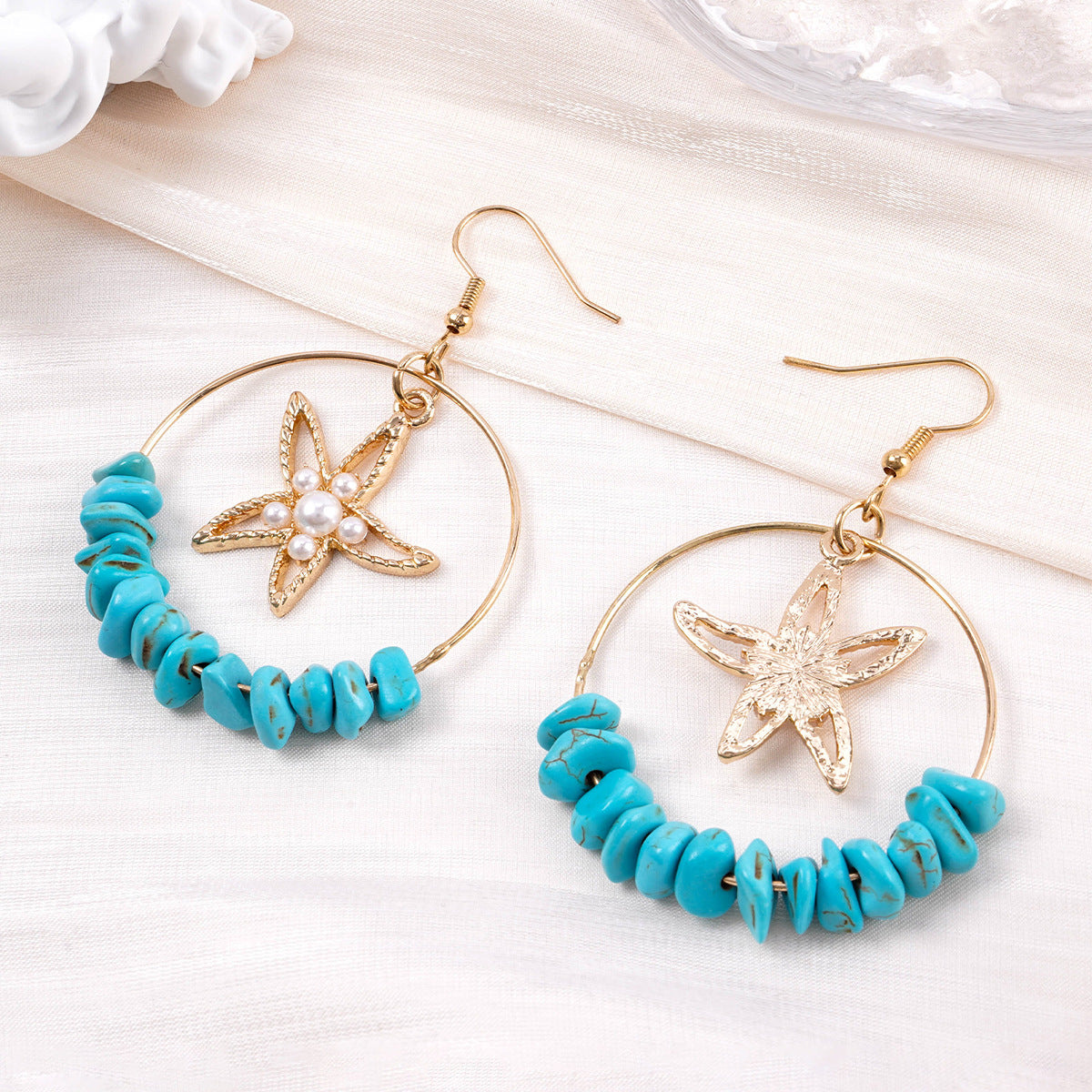 Fashion Style Popular Ocean Vacation Style Starfish Shell Earrings