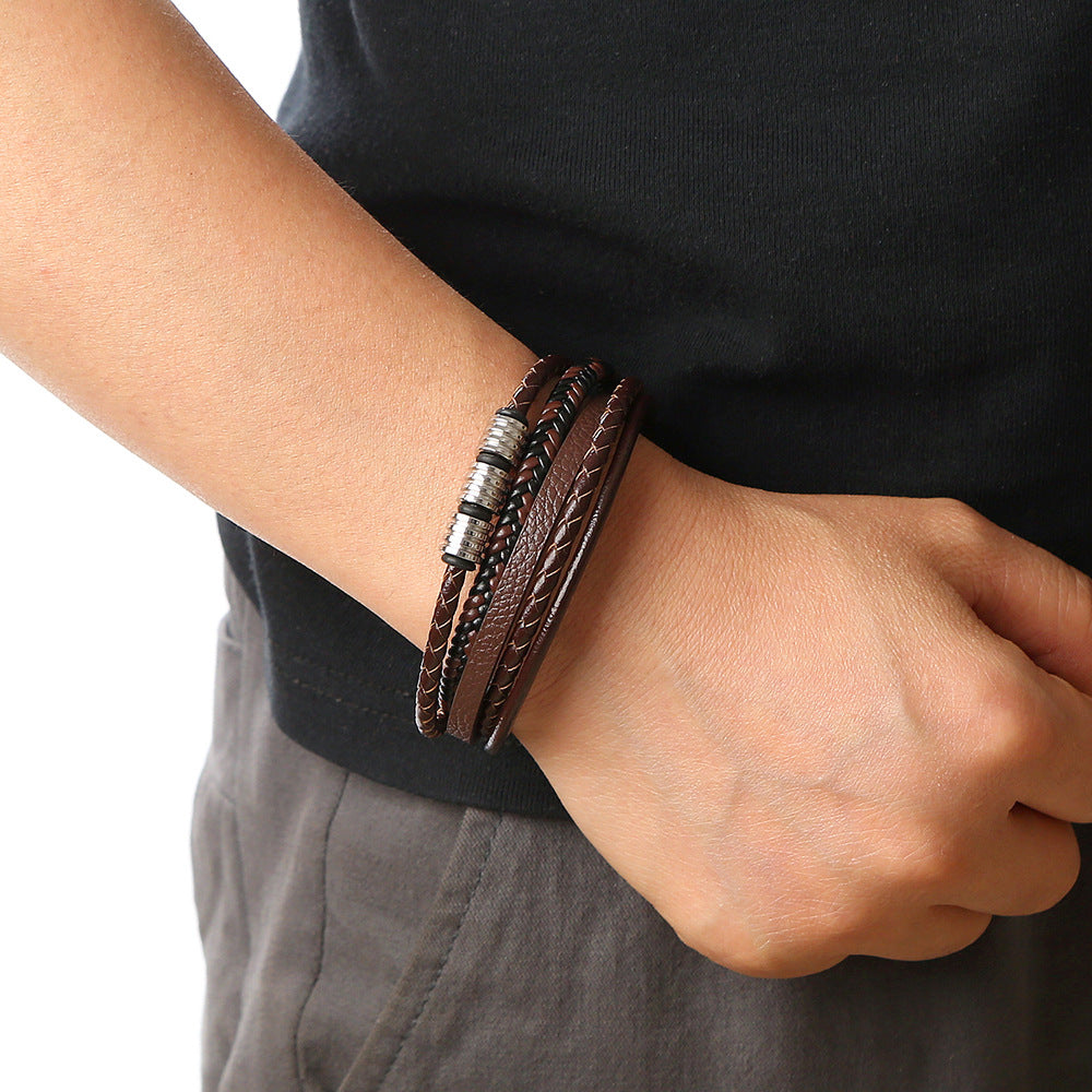 Stainless Steel Braided Bracelet Magnetic Buckle