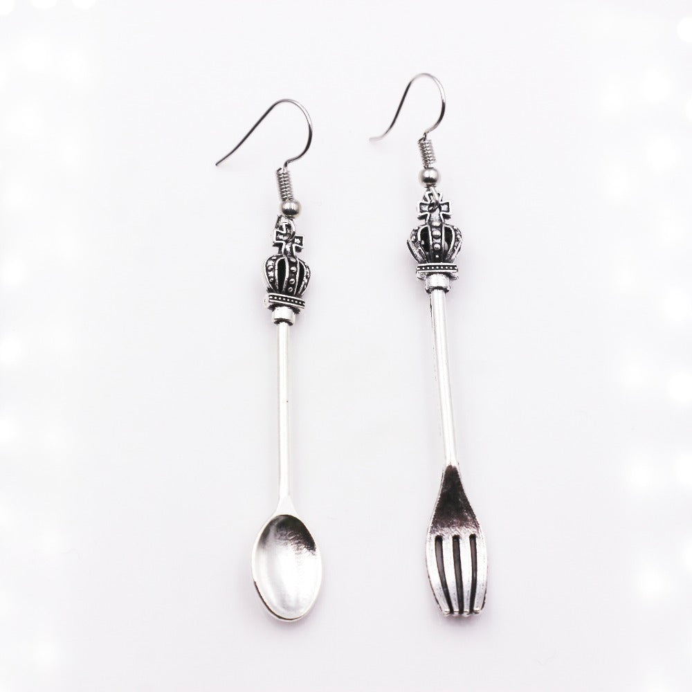 Asymmetric Design Spoon Fork Earrings