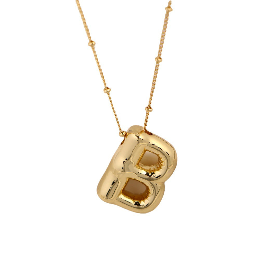 Glossy Letter Copper Pendant Fashion Accessories Necklace