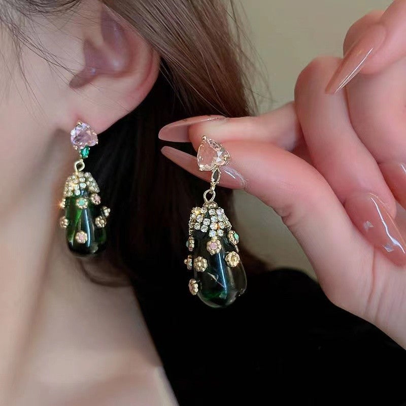 Luxury Style Hand-inlaid Zircon Earrings