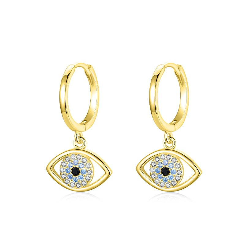 925 Sterling Silver Circle Drop Blue Eye Hypoallergenic Earrings Evil Eye Jewelry