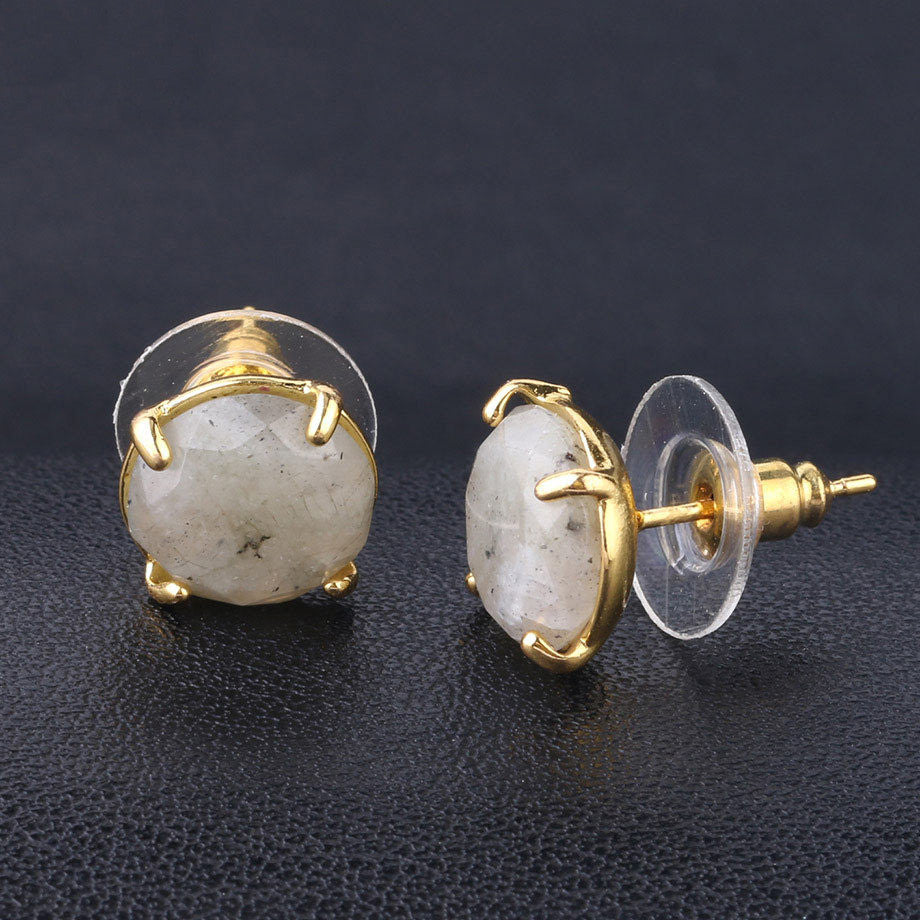 Faceted Round Natural Stone Earrings