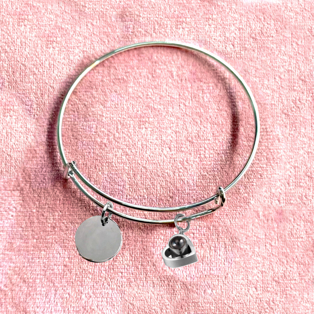 Double-sided Polished Engraved Push-pull Adjustable Bracelet