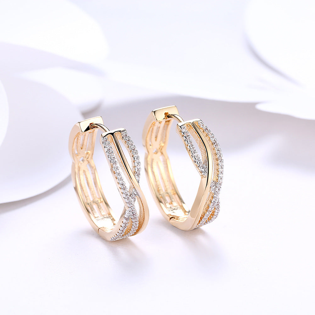 Fashion Line Shaped Diamond For Women Earrings