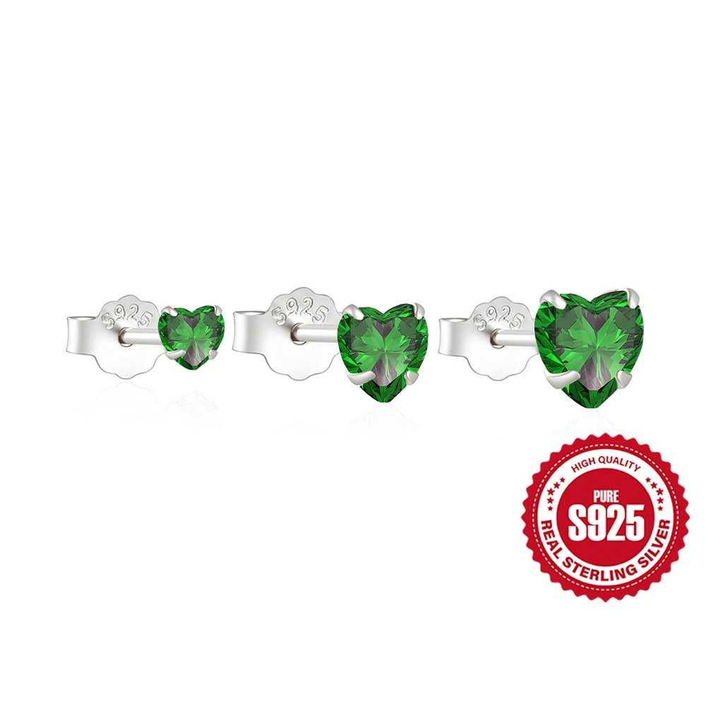 Sterling Silver Versatile Heart-shaped Diamond Studded Earrings For Women