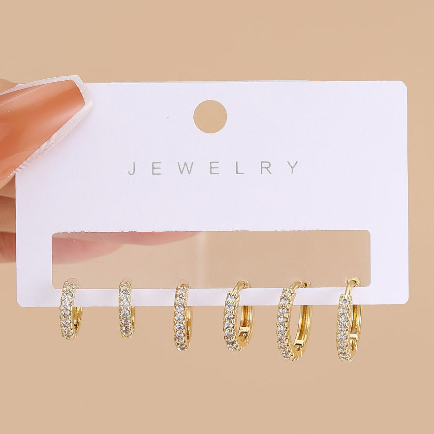 Simple Golden Fashion Personalized Metal Element Earrings Suit