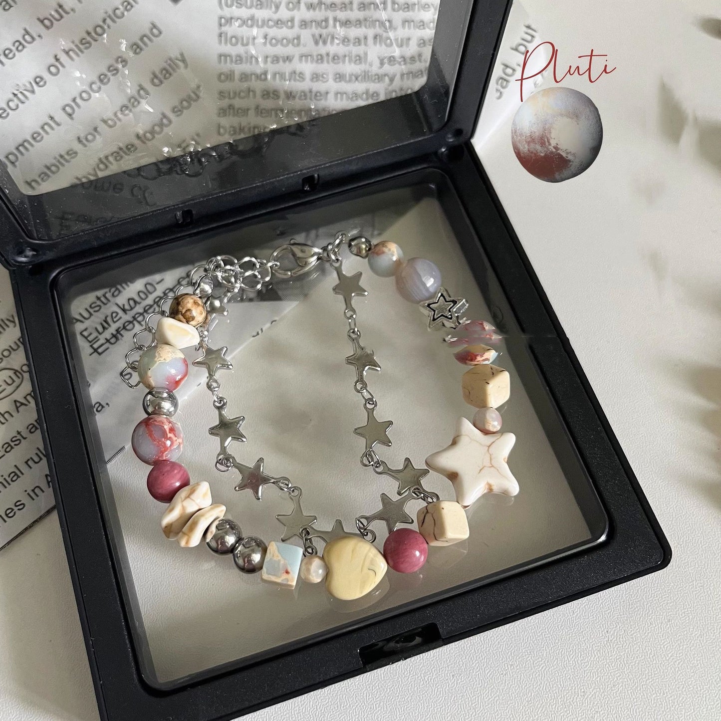 Cream Color Matching Double Circles Star Bracelet