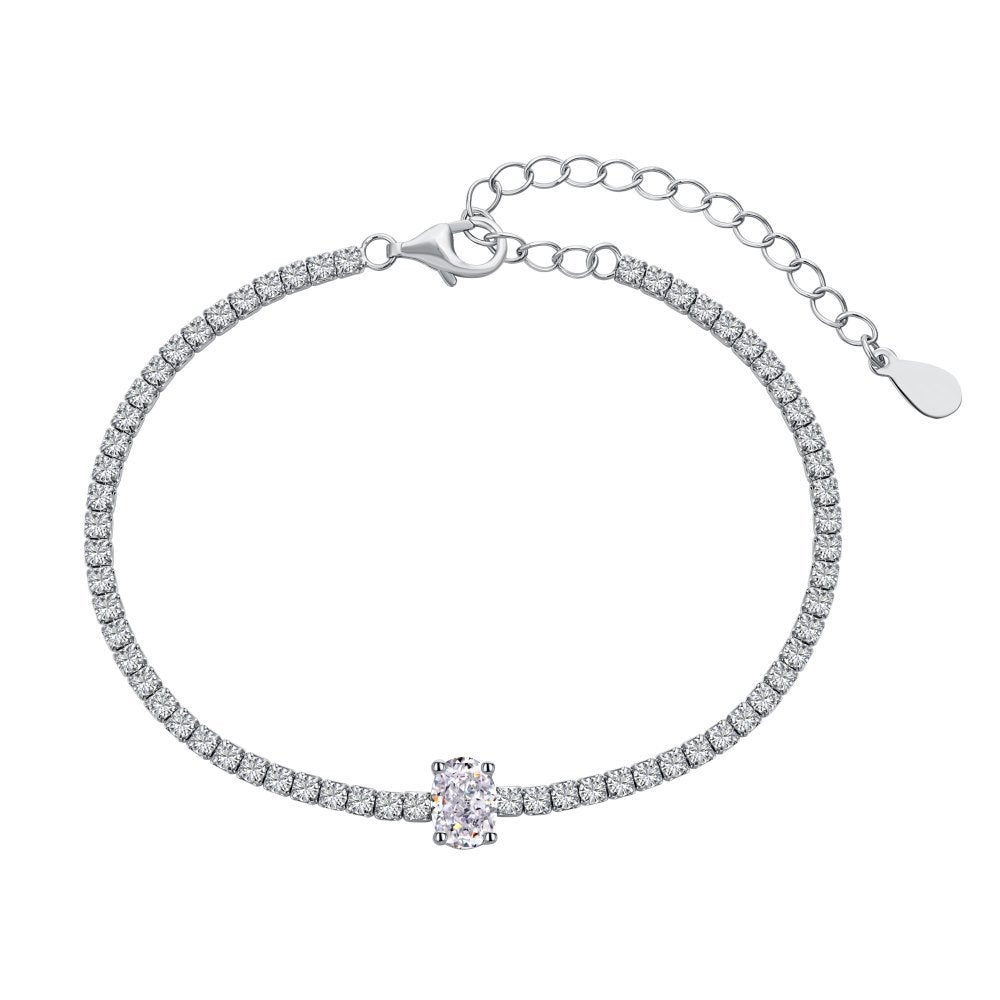 Colorful Oval Zircon S925 Sterling Silver Tennis Bracelet For Women