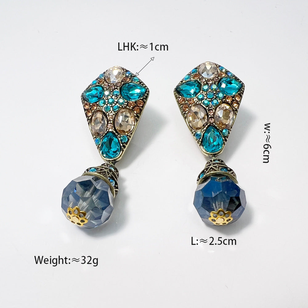 Crystal Blue Water Drop Shape High-grade Earrings