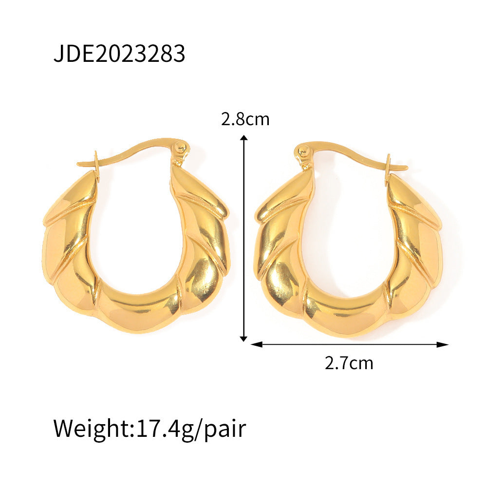 Irregular Smooth Gold-plated Stainless Steel Ring-shaped Earrings