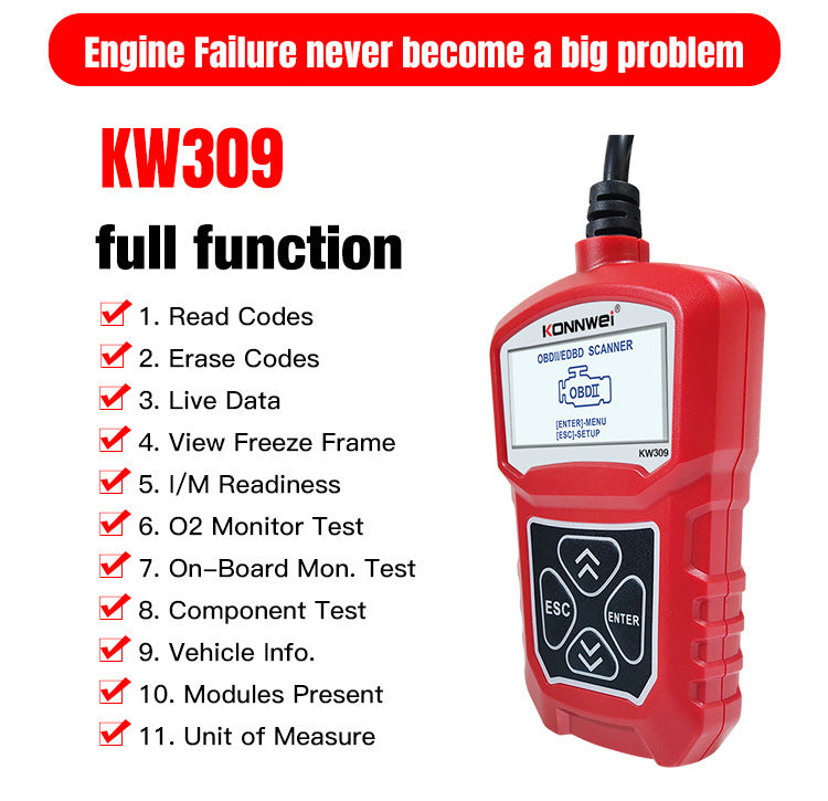 KW310 Car Diagnostic Scanner Scanner Barcode Reader Tool