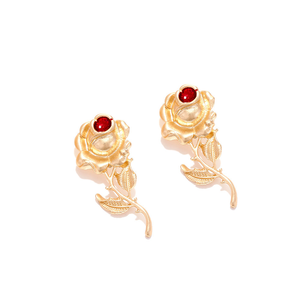 Retro Baroque Rose Graceful Personality Flower Earrings