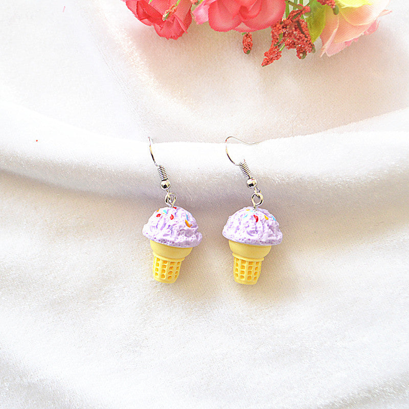 Mini Simulation Popcorn Sweet Cute Funny Three-dimensional Cone Ice Cream Simple Earrings