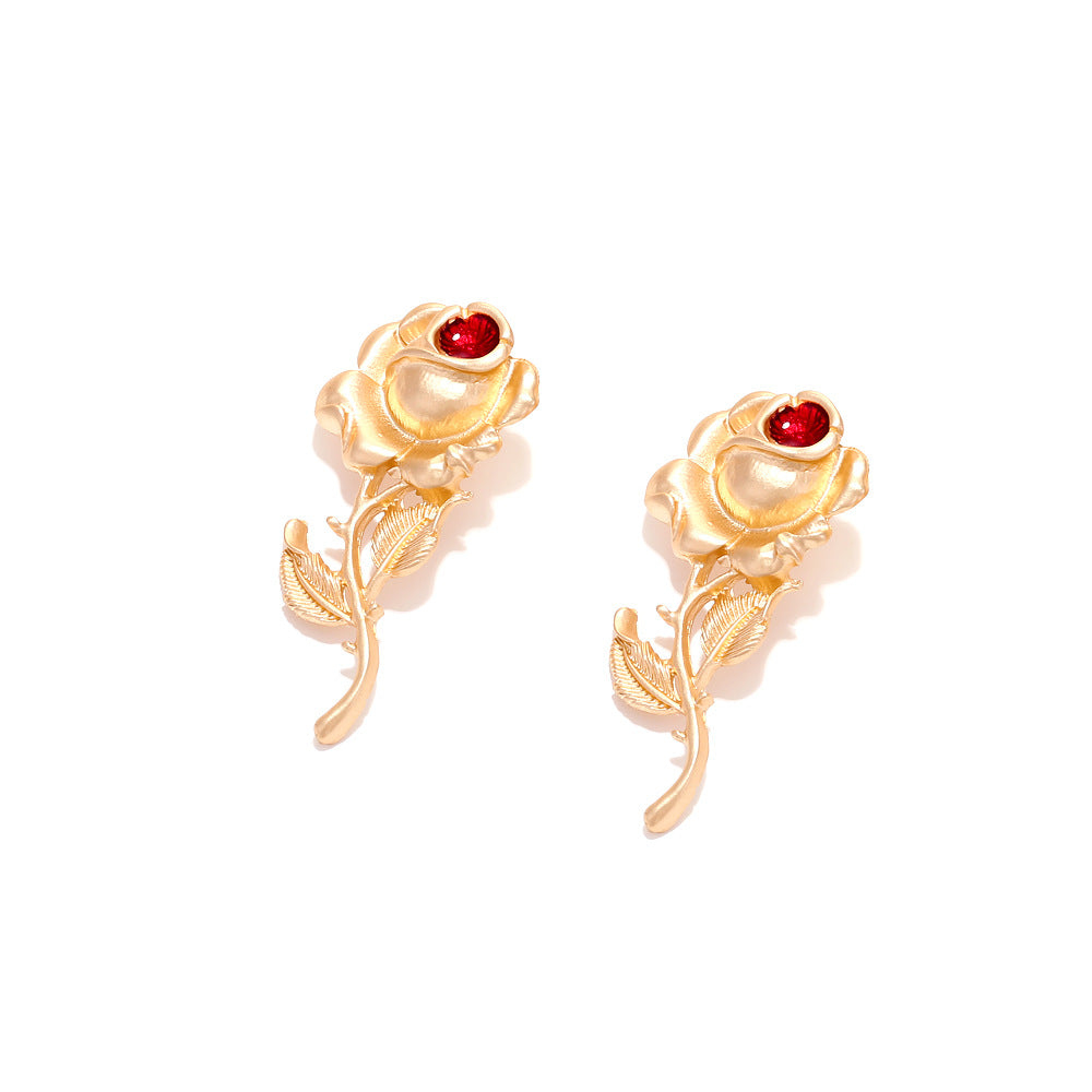 Retro Baroque Rose Graceful Personality Flower Earrings