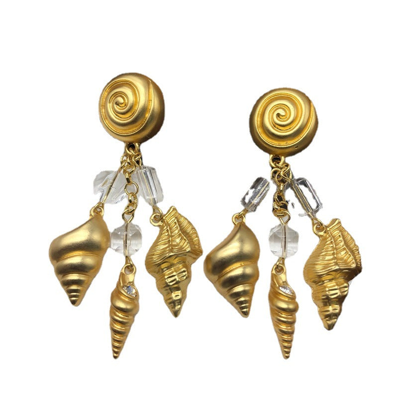 Snail Conch Pendant Mid-length Shoulder Sweep Earrings