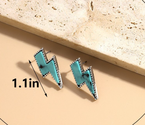 Lightning Marble Texture Retro Ethnic Style Double-sided Color Alloy Popular Earrings