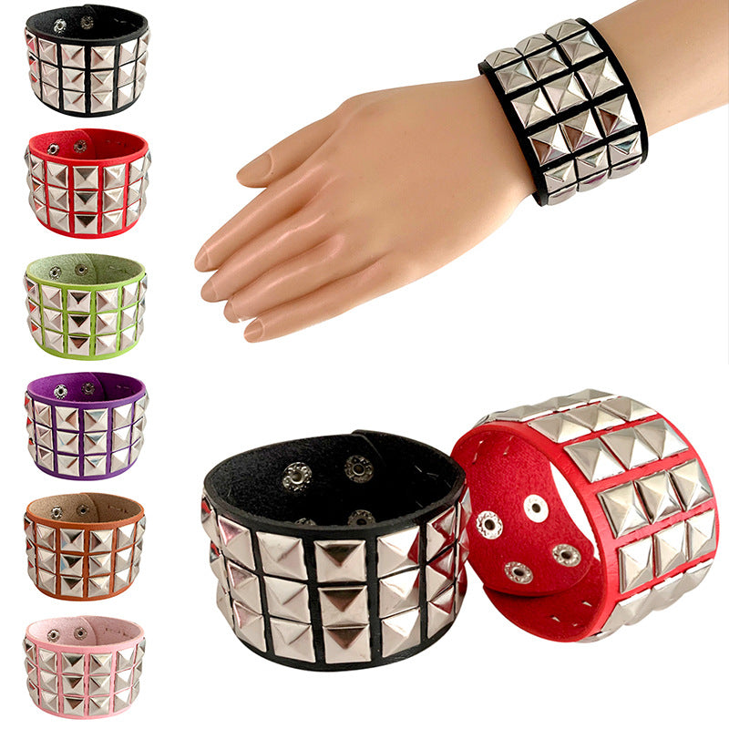 Three-row Rivet Square Bracelet