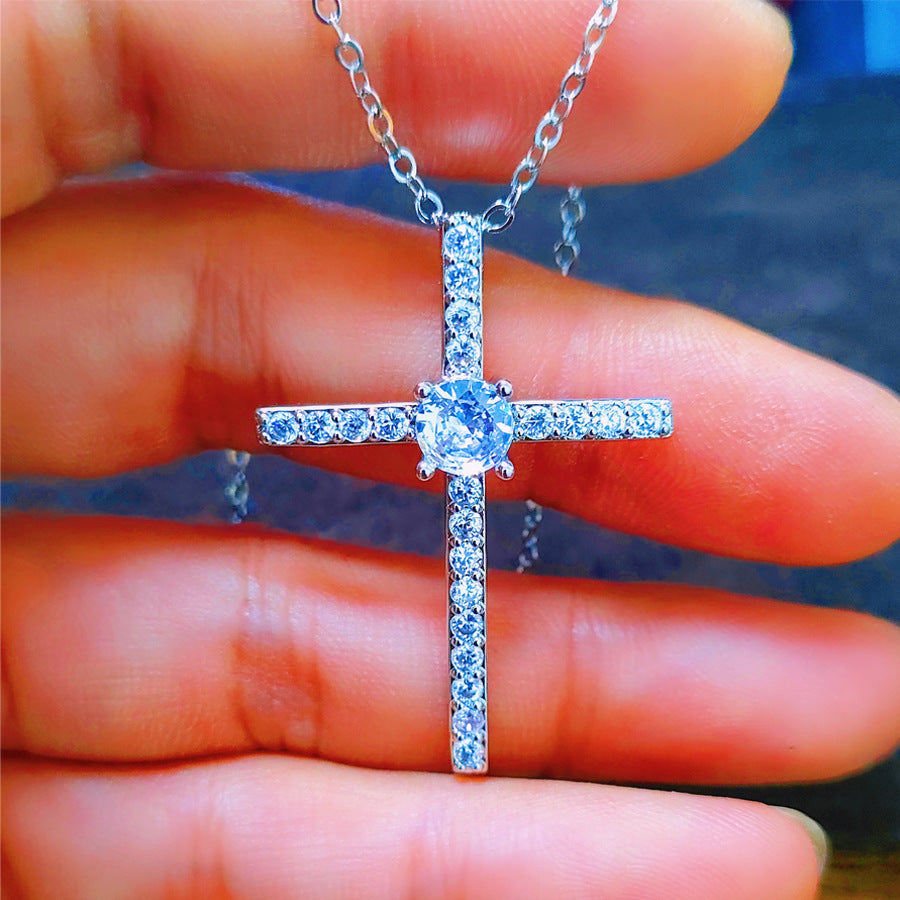 Full Diamond Cross Necklace Pendant Star Light