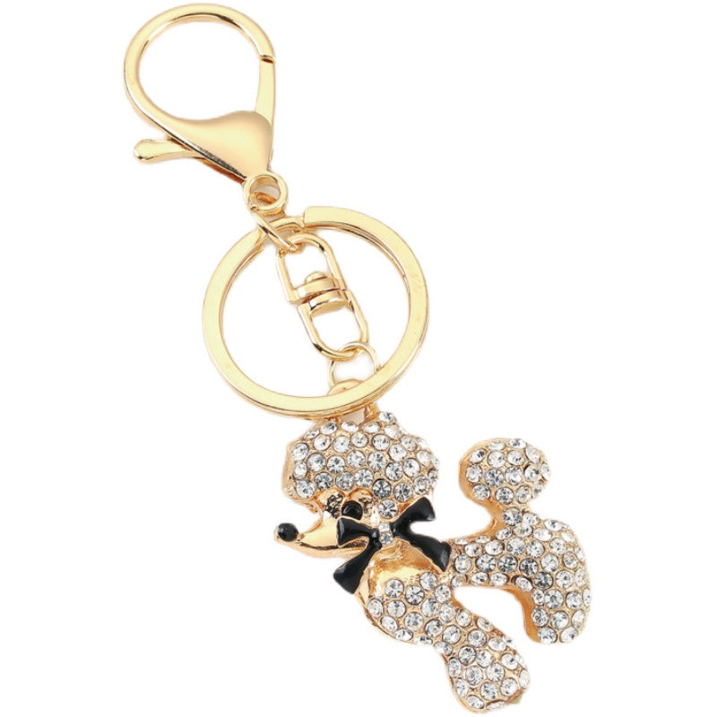 Water Diamond Zodiac Little Dog Car Keychain Female Han