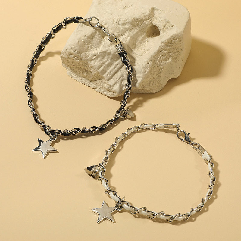 Creative Korean Style Minimalist Star Magnetic Snap Couple Bracelet