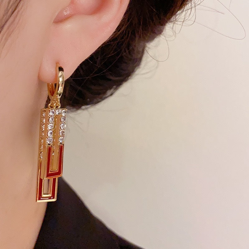 Women's Red Enamel Earrings