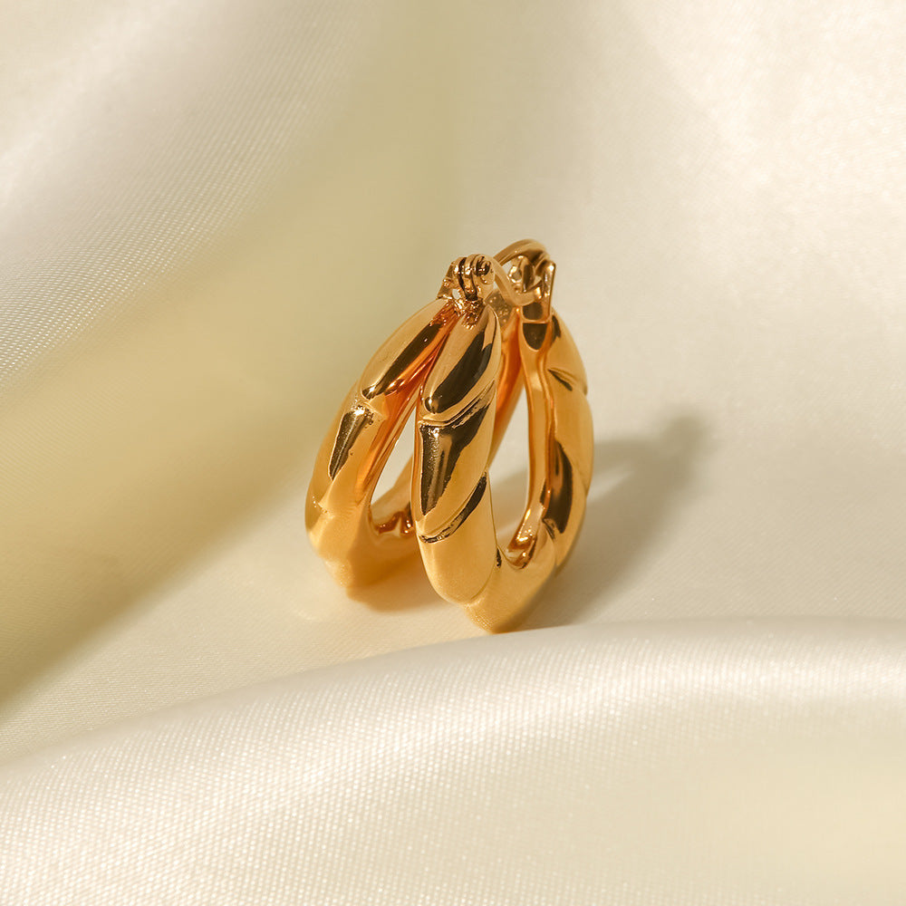 Irregular Smooth Gold-plated Stainless Steel Ring-shaped Earrings