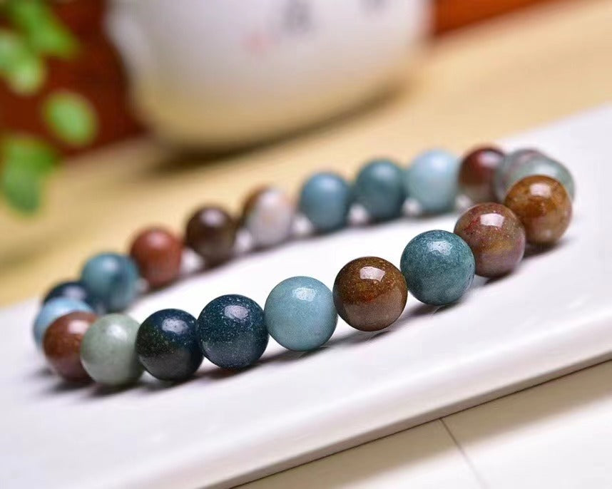 New Natural Ocean Stone Round Beads Single Ring Bracelet Crystal Moisturizing Specification 8m