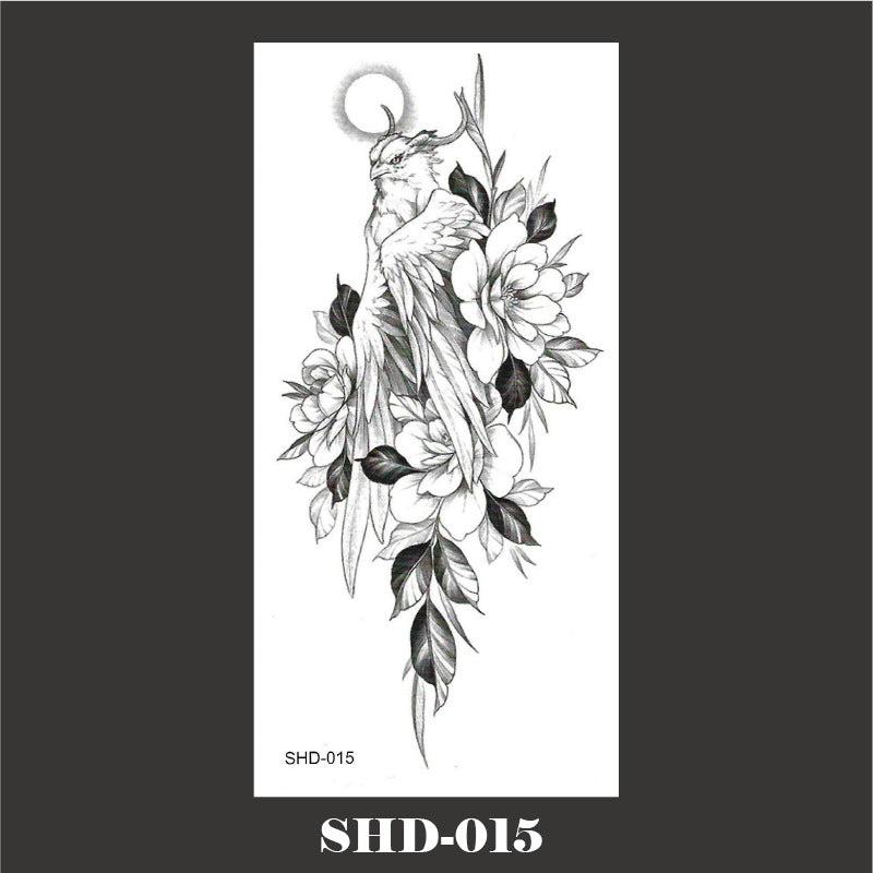 Black And White Sketch Flower Waterproof Tattoo Sticker