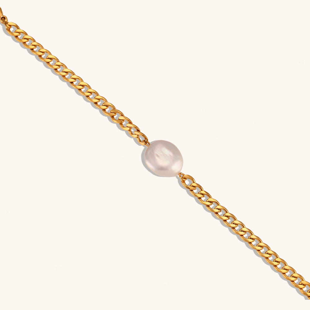 Freshwater Pearl Figaro Chain Bracelet