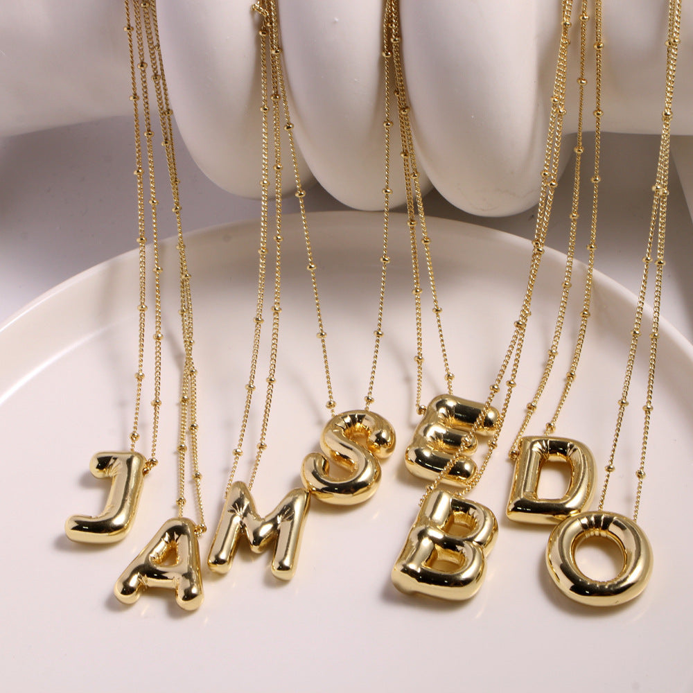 Glossy Letter Copper Pendant Fashion Accessories Necklace