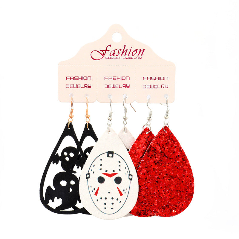 PU Leather Earrings Set Halloween Gift