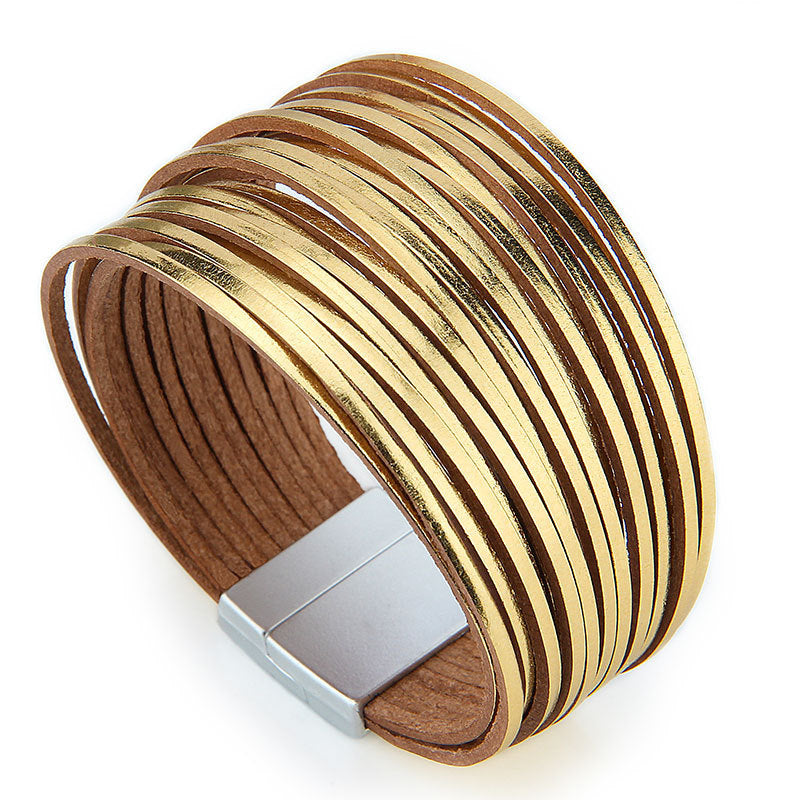 Creative Mixed Color Leather Rope Multi-layer Woven Bracelet