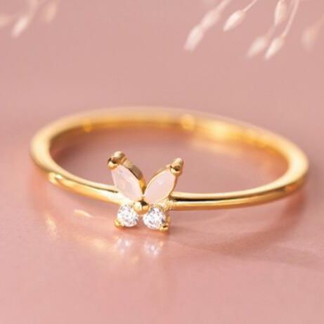 S925 Silver Korean Style Simple Rhinestone Ring