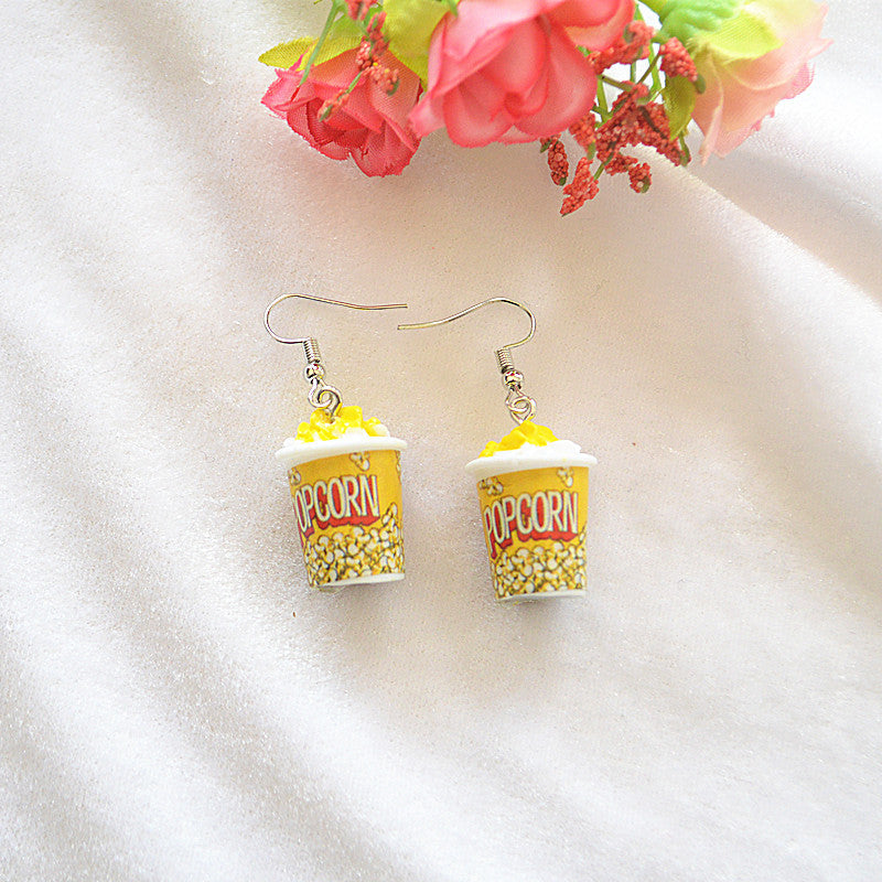 Mini Simulation Popcorn Sweet Cute Funny Three-dimensional Cone Ice Cream Simple Earrings