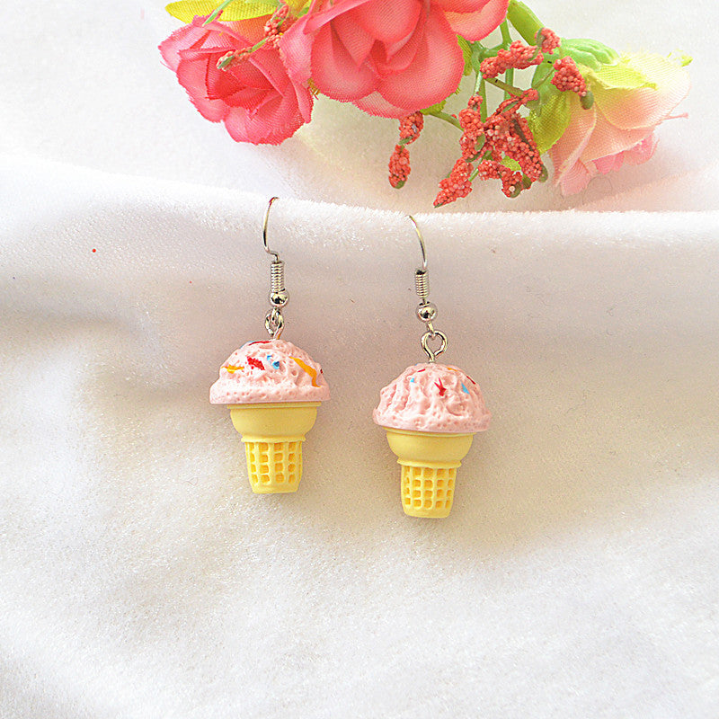 Mini Simulation Popcorn Sweet Cute Funny Three-dimensional Cone Ice Cream Simple Earrings