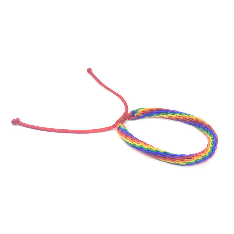 Women's Fashion Rainbow Woven Hand Strap