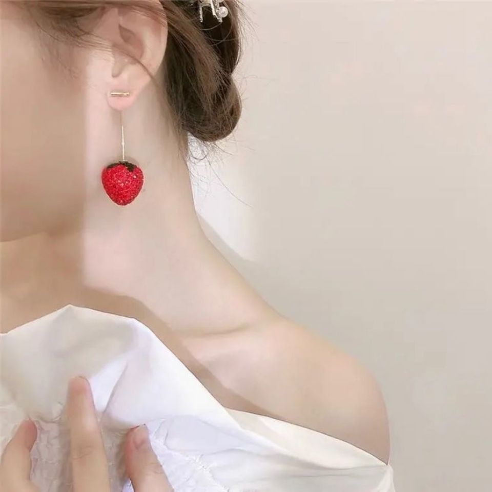 Three-dimensional Red Strawberry Earrings